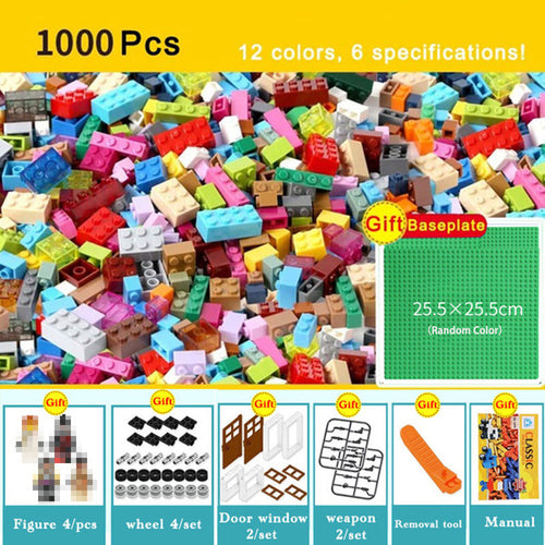 1000pcs Bricks Designer Creative Classic Brick DIY Building Block Educational Toys Bulk For Children Gift Compatible LegoINGlys