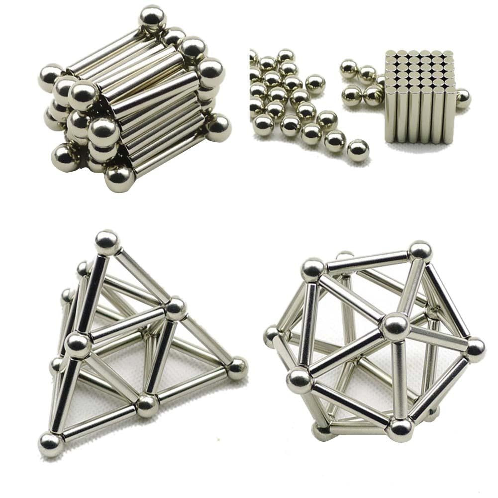 36PCS Magnetic Sticks & 27PCS Steel Balls Toy Innovative Buckyballs Metal Sticks  Magnetic Constructor Toys for Building Models