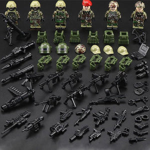 6pcs New Legoinglys MILITARY minifigured Russian Alpha Force SWAT Army Camouflage Soldier Building Blocks Brick Figure Toys Gift