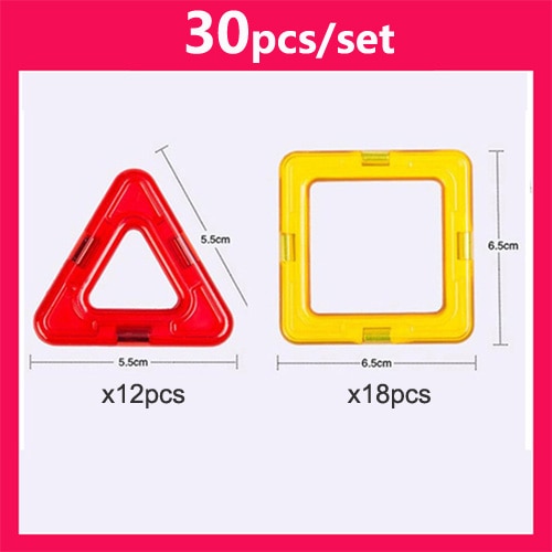 30pcs Big Size Magnetic Building Blocks Triangle Square Bricks Magnetic Designer Construction Set Educational Toys for Children