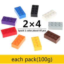 Load image into Gallery viewer, 2x4 Bulk Bricks Classic Legoes Base Building Blocks Colorful Enlighten Bricks Learning Toys For Kid Each Pack 100g About 45PCS