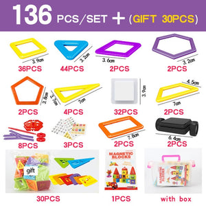 114pcs To 196PCS Magnetic Blocks Magnetic Designer Building Construction Toys Set Magnet Educational Toys For Children Kids Gift